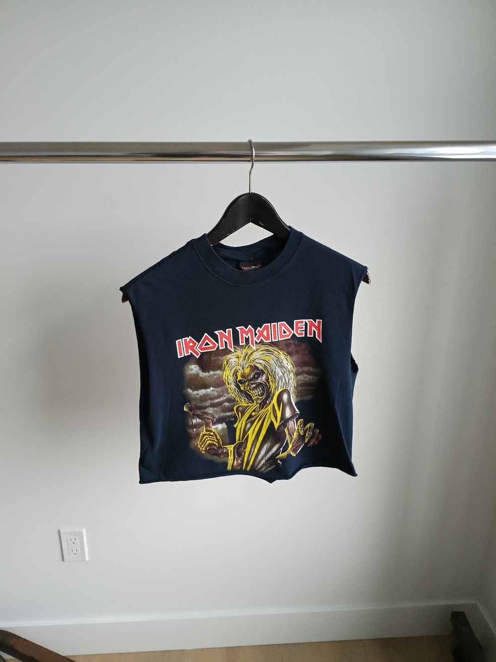 Y2K Iron Maiden Killers Album Reworked Cut Off Crop Tee Black - Small